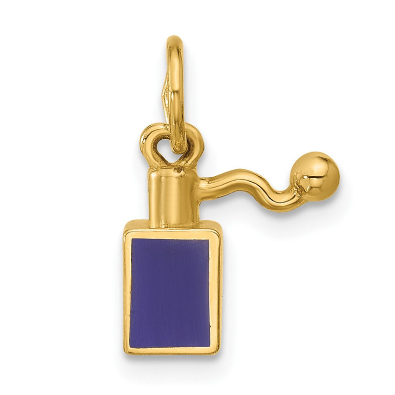 14K Yellow Gold Blue Enameled Square Perfume Bottle Charm