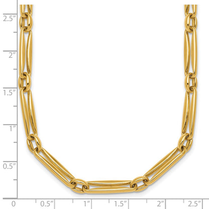 14K Yellow Gold Polished 5mm Fancy Long and Round Link 18 Inch Necklace