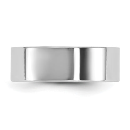 14k White Gold 6.5mm LTW Flat Wedding Band Ring