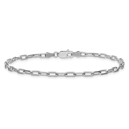 14K White Gold 3.0mm Solid Beveled Paperclip Chain Bracelet