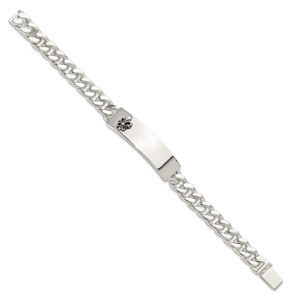 Sterling Silver Antiqued Fleur-de-lis ID Men's Bracelet