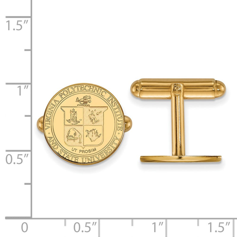 14K Yellow Gold Gold LogoArt Virginia Tech Crest Cuff Links