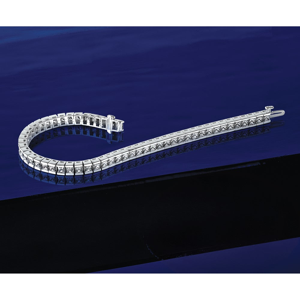 14K White Gold Polished Complete 2.6 carat Diamond Fancy Curb Link 7 Inch Bracelet
