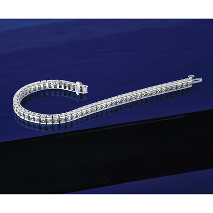 14K White Gold Polished Complete 2.6 carat Diamond Fancy Curb Link 7 Inch Bracelet