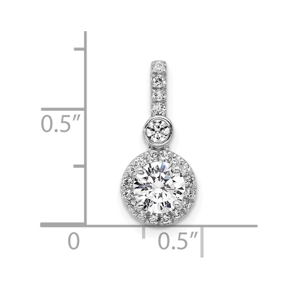 14K White Gold 1 carat Certified Lab Grown Diamond VS+ F+ Round Complete Halo Pendant
