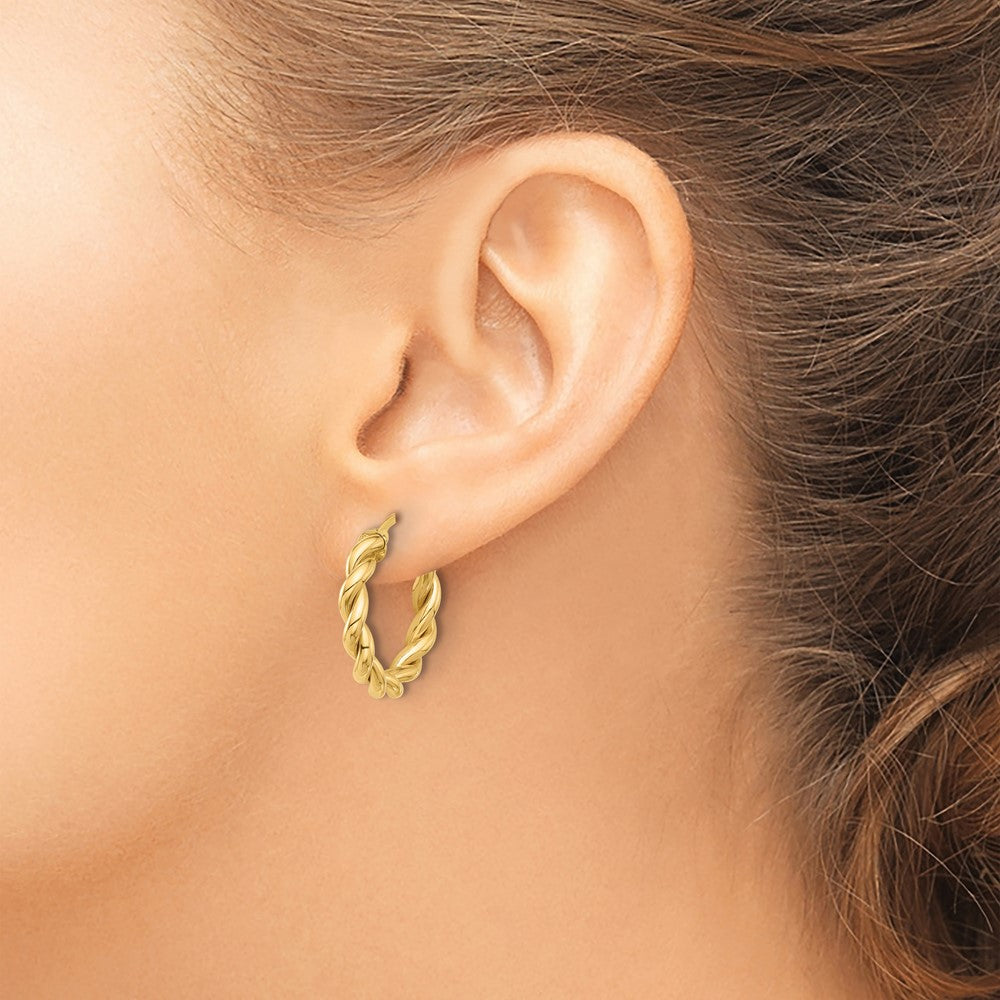 14K Yellow Gold Polished Twisted Hoop Earrings