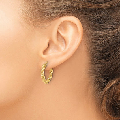 14K Yellow Gold Polished Twisted Hoop Earrings