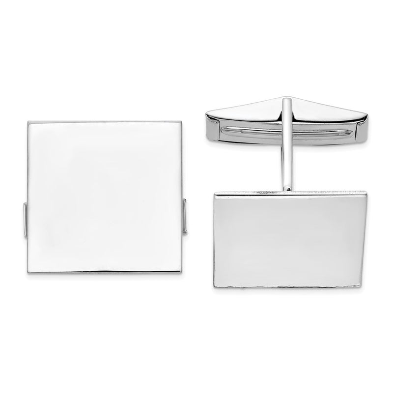 14K White Gold Men's Square Cuff Links
