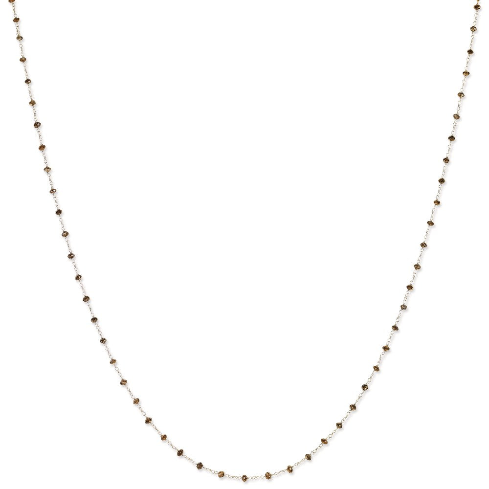 14K White Gold Coffee Brown Diamond Briolette 20 Inch Necklace