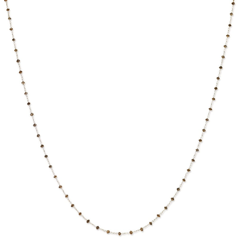 14K White Gold Coffee Brown Diamond Briolette 20 Inch Necklace