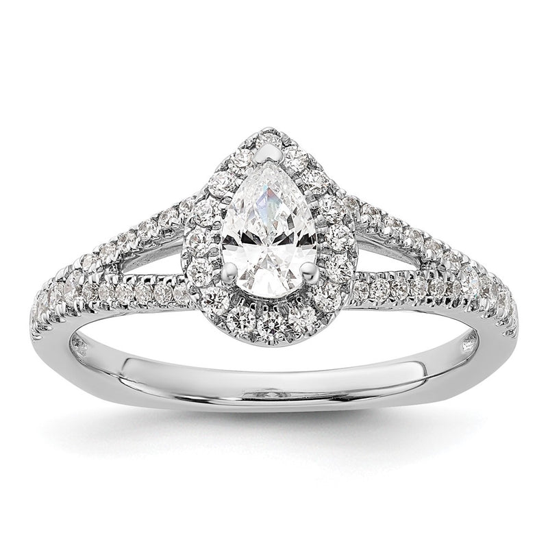 14K White Gold Pear Shaped Diamond Eng Ring