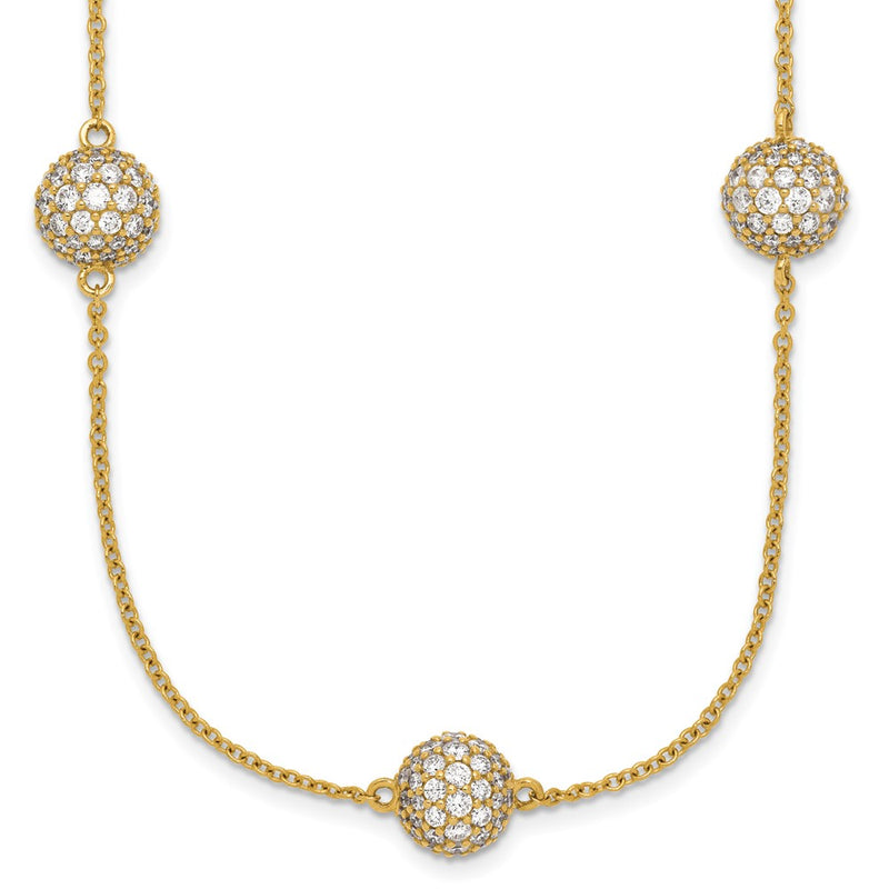 14K Yellow Gold 6 3/4 carat Lab Grown Diamond VS/SI+ G+ Complete 18 Inch 8mm Sphere Necklace