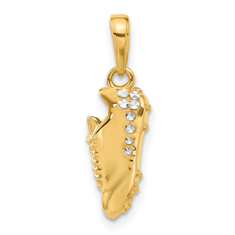 14K Yellow Gold and Rhodium Diamond-cut Soccer Cleat Pendant