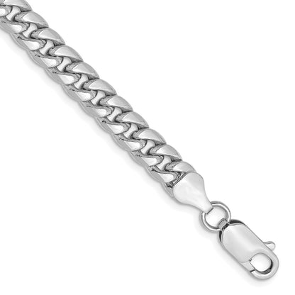 14K White Gold 6mm Semi-Solid Miami Cuban 7 Inch Chain