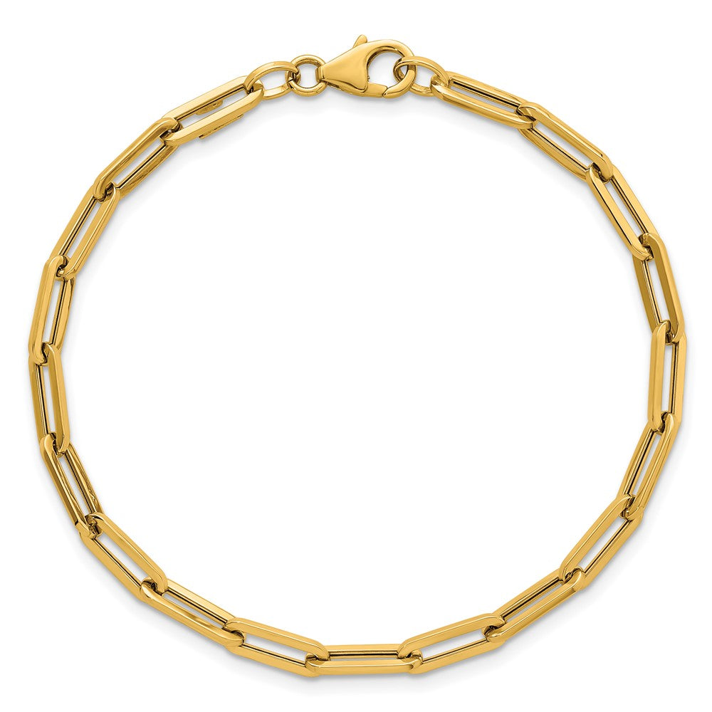 14K Yellow Gold Polished 4mm Paperclip Link 7.5 Inch Bracelet