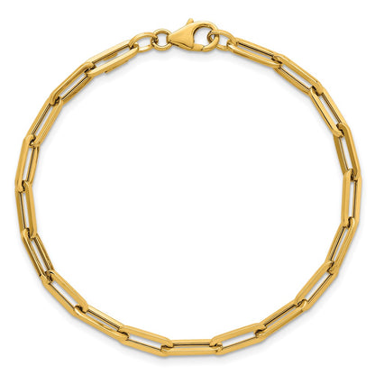 14K Yellow Gold Polished 4mm Paperclip Link 7.5 Inch Bracelet