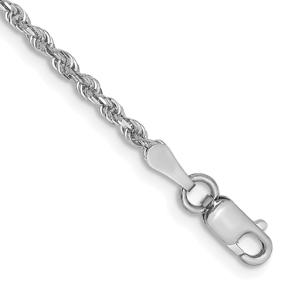 14K White Gold 2mm Diamond-cut Quadruple Rope Lobster Clasp Chain Bracelet