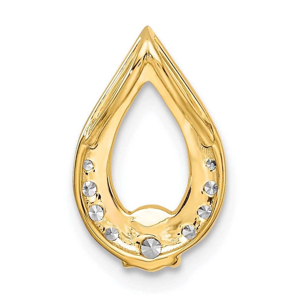14K Yellow Gold Polished 1/4 carat Diamond Teardrop Chain Slide