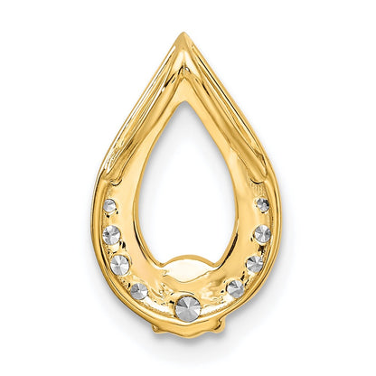 14K Yellow Gold Polished 1/4 carat Diamond Teardrop Chain Slide