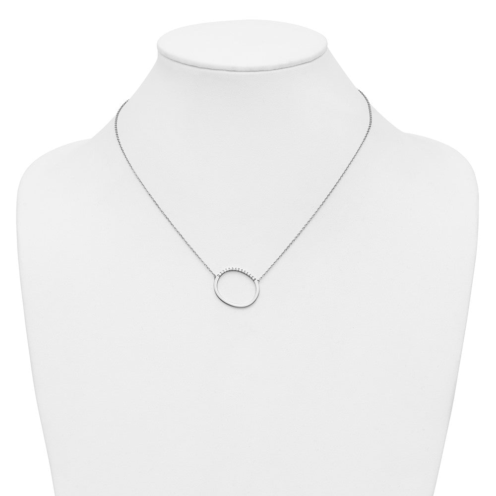 14K White Gold Sideways Diamond Initial O 18 Inch Necklace