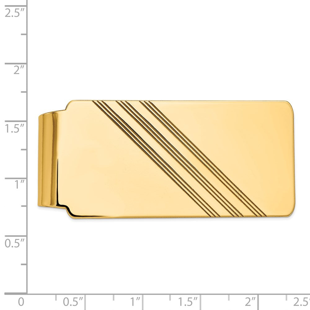 14K Yellow Gold Men's Grooved Polished Money Clip