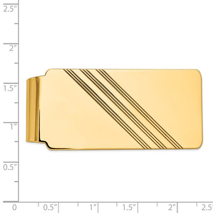 14K Yellow Gold Men's Grooved Polished Money Clip