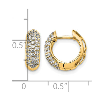 14K Yellow Gold 3/4 carat Diamond Pave Hinged Hoop Earrings