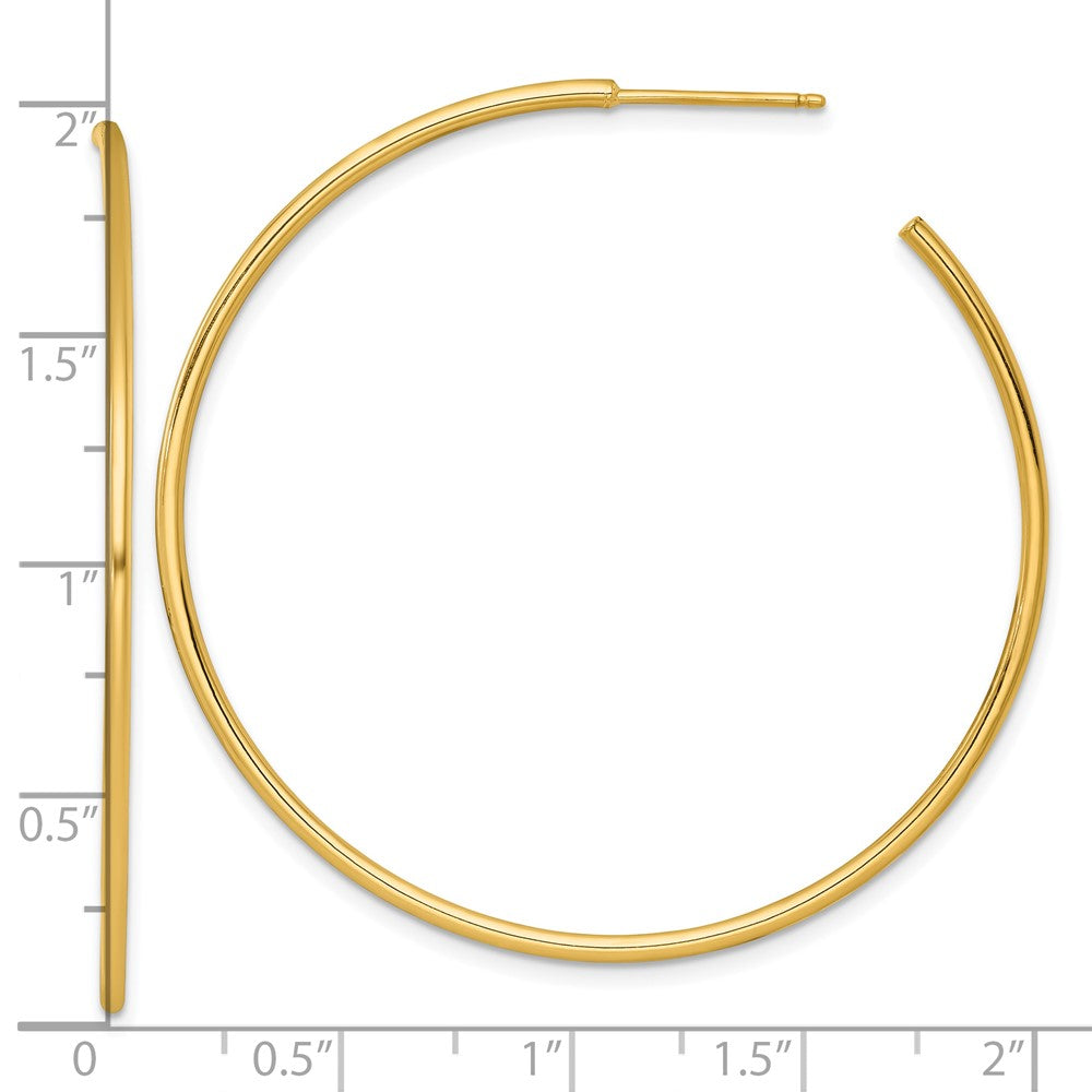 14K Yellow Gold Polished 1.5 x 50mm Solid C-Hoop Post Earrings