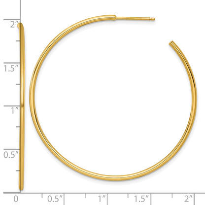 14K Yellow Gold Polished 1.5 x 50mm Solid C-Hoop Post Earrings
