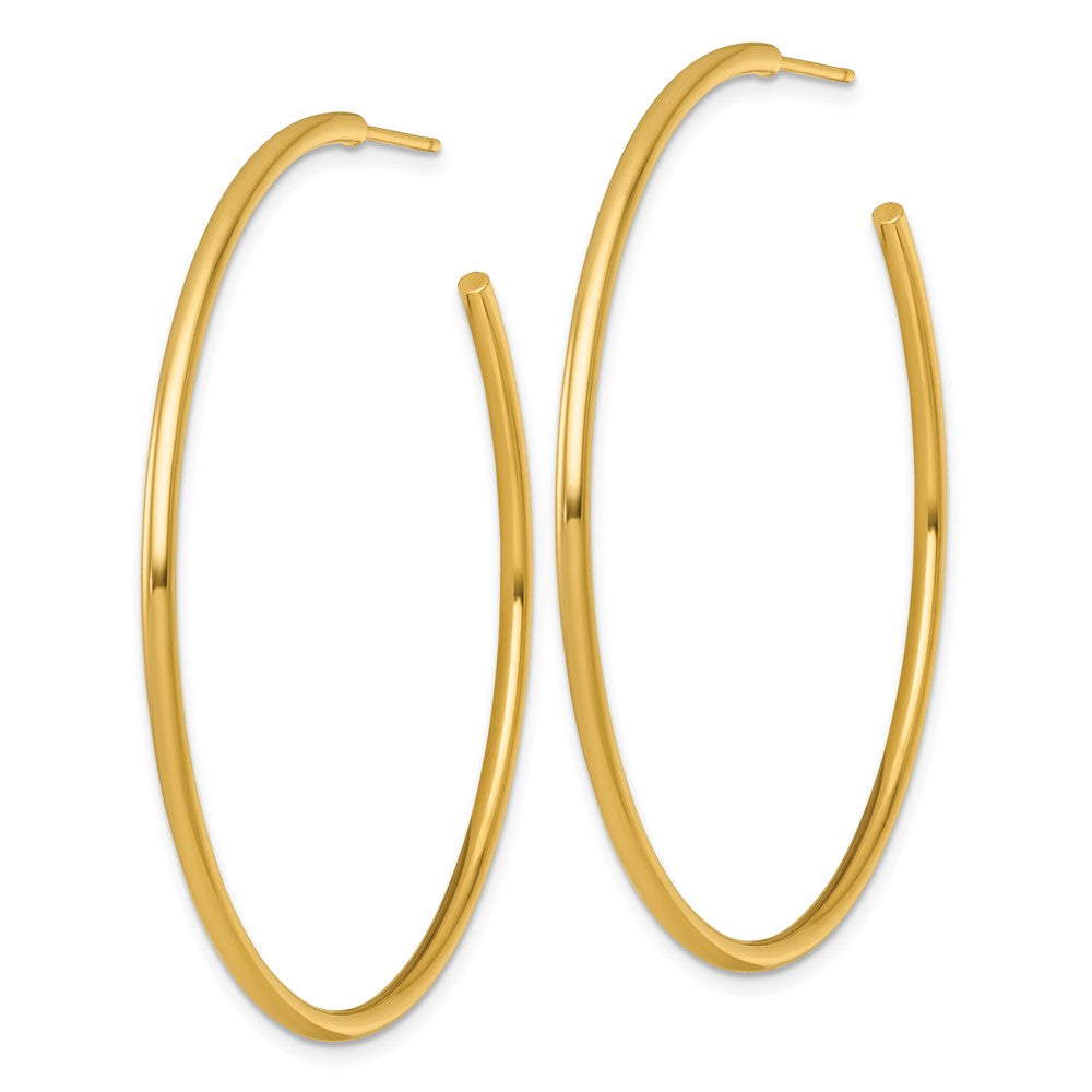 14K Yellow Gold Polished 2.0 x 55mm Tube C-Hoop Post Earrings