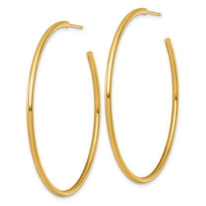 14K Yellow Gold Polished 2.0 x 55mm Tube C-Hoop Post Earrings