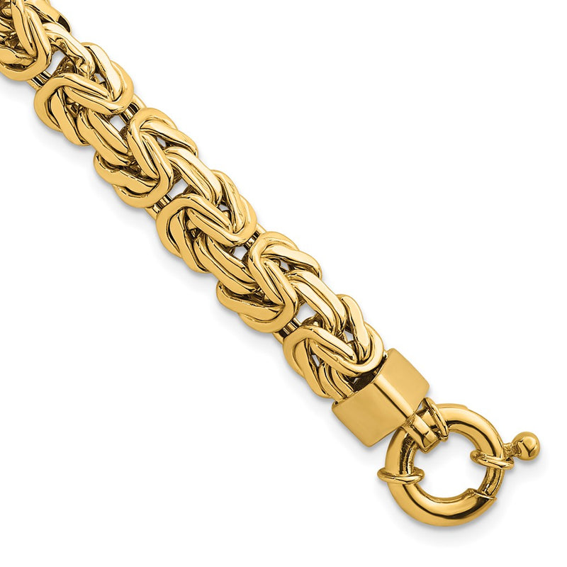 14K Yellow Gold Polished 8.5mm Knife Edge Byzantine Link Chain Bracelet