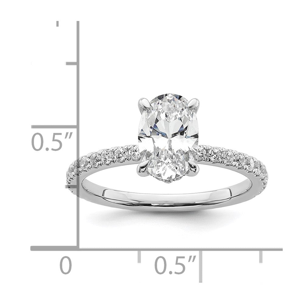 14K White Gold 1 7/8 carat Certified Lab Grown Diamond VS/SI+ G+ Oval Complete Solitaire with Flair Engagement Ring