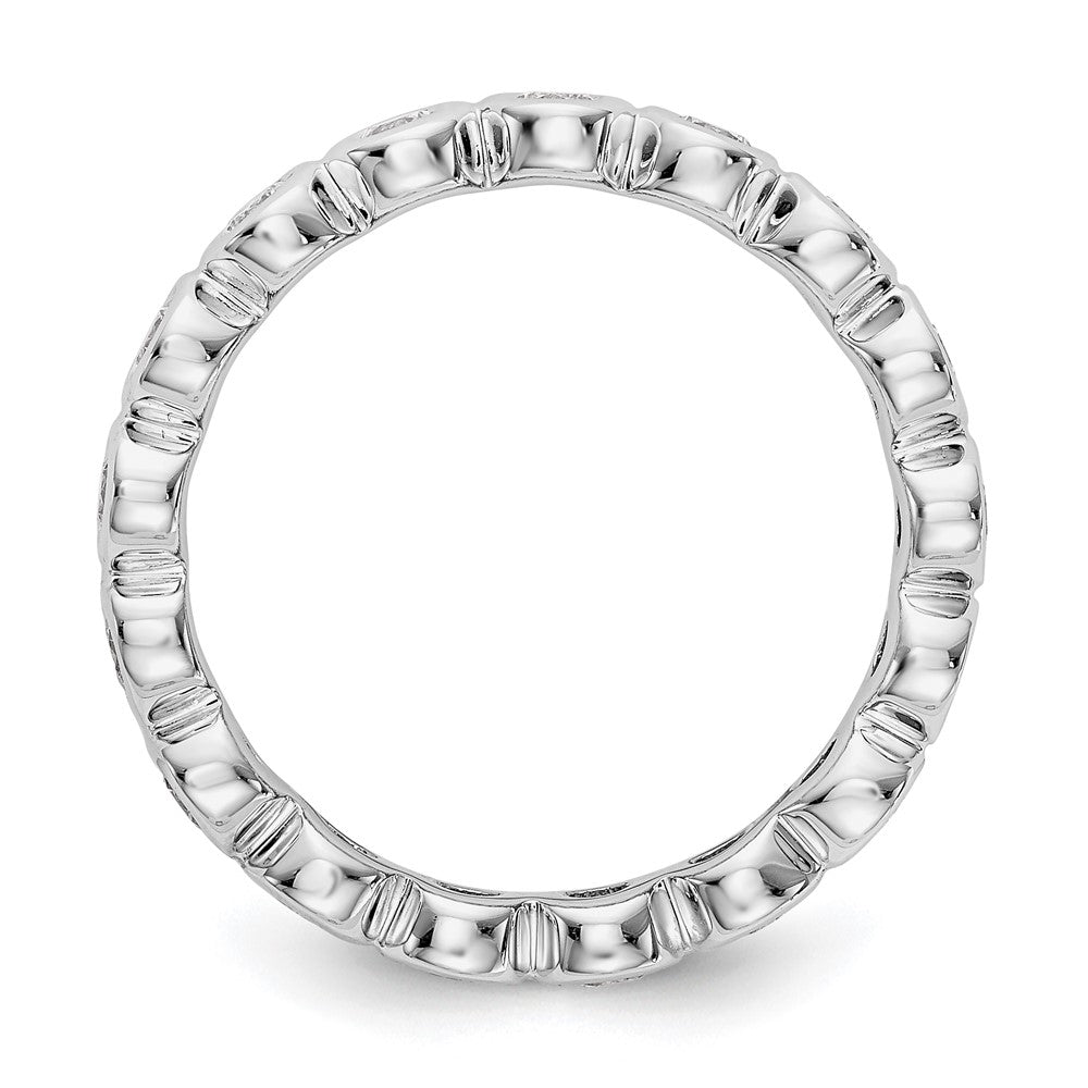 14K White Gold Polished Size 7 Bezel-set 1 carat Diamond Complete Eternity Wedding Band Ring