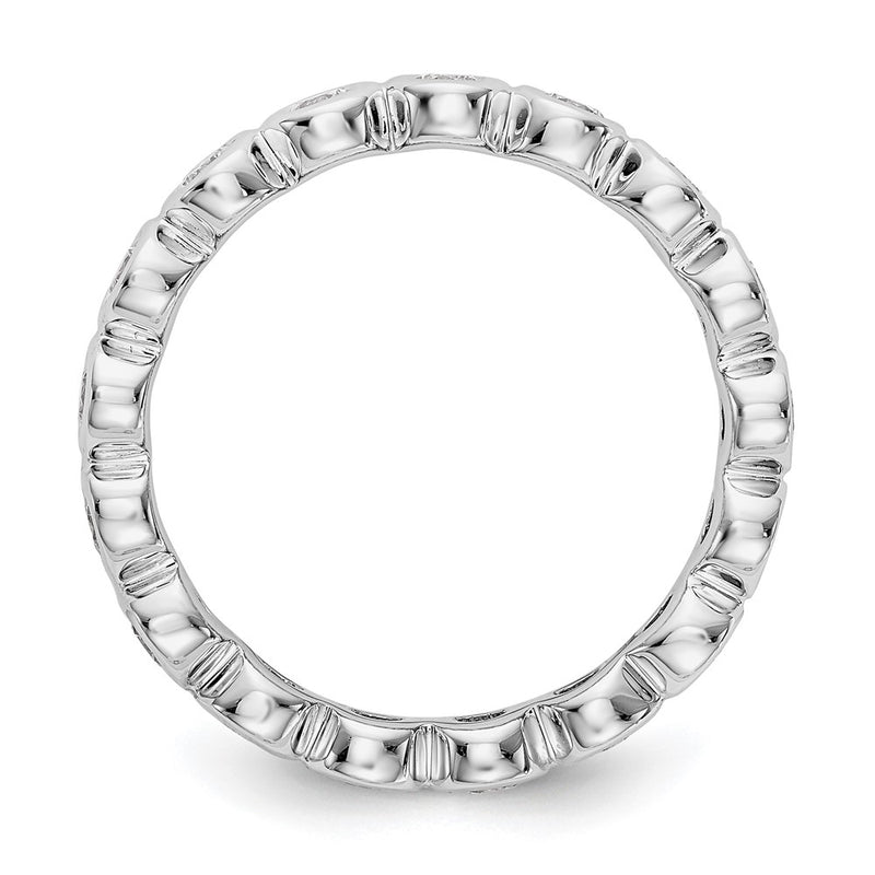 14K White Gold Polished Size 7 Bezel-set 1 carat Diamond Complete Eternity Wedding Band Ring