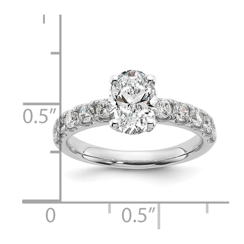 14K White Gold Certified 3 3/4 carat Lab Grown Diamond VS+ F+ Oval Complete Engagement Ring