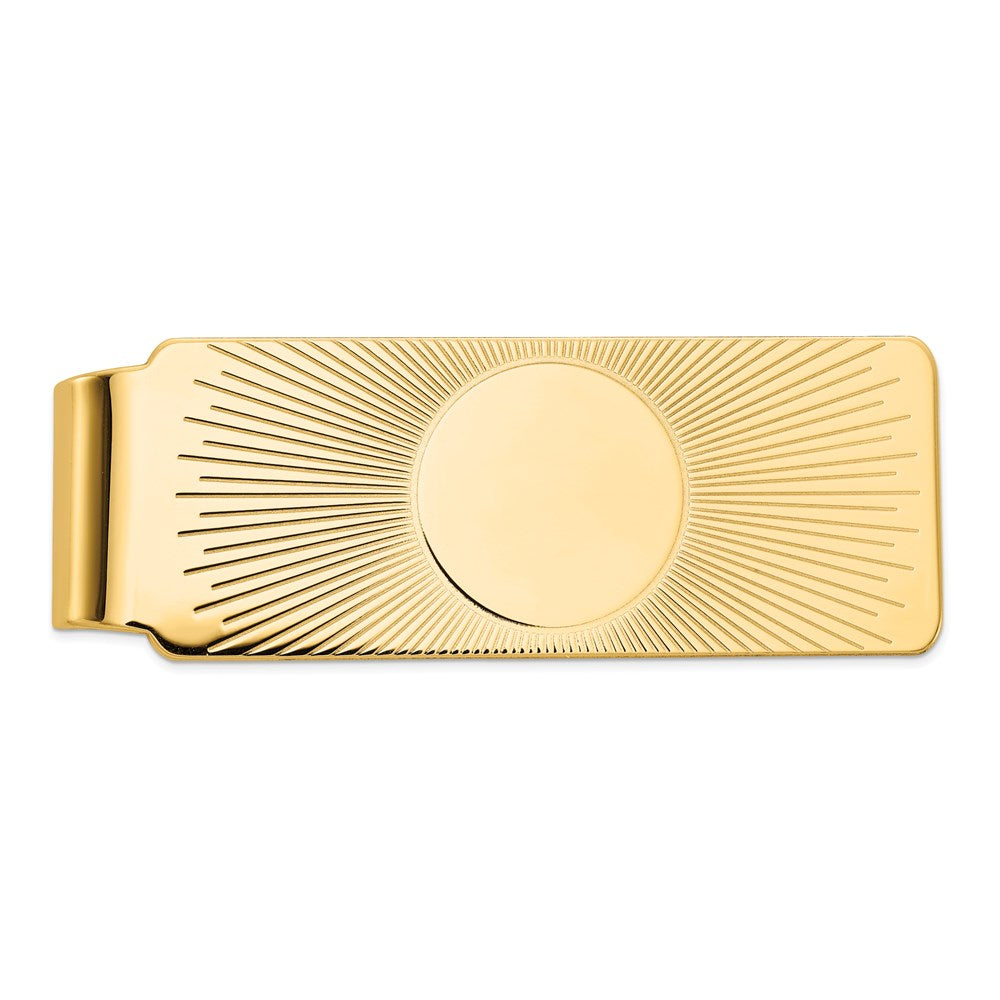 14K Yellow Gold Men's Sunburst Design Money Clip