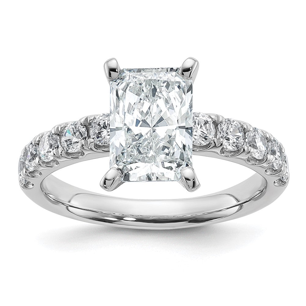 14K White Gold 3 3/4 carat Certified Lab Grown Diamond VS+ F+ Radiant Complete Engagement Ring