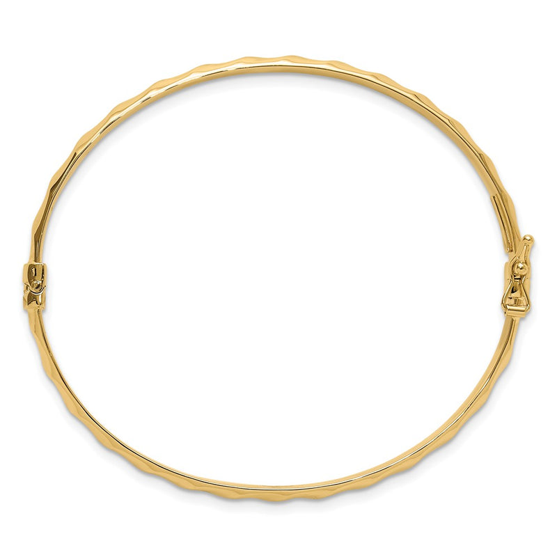14K Yellow Gold Polished Twisted Hinged Bangle