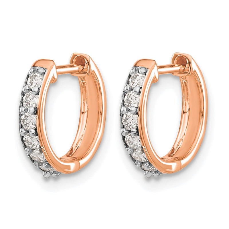 14K Rose Gold 1/4 carat Diamond Hinged Hoop Earrings