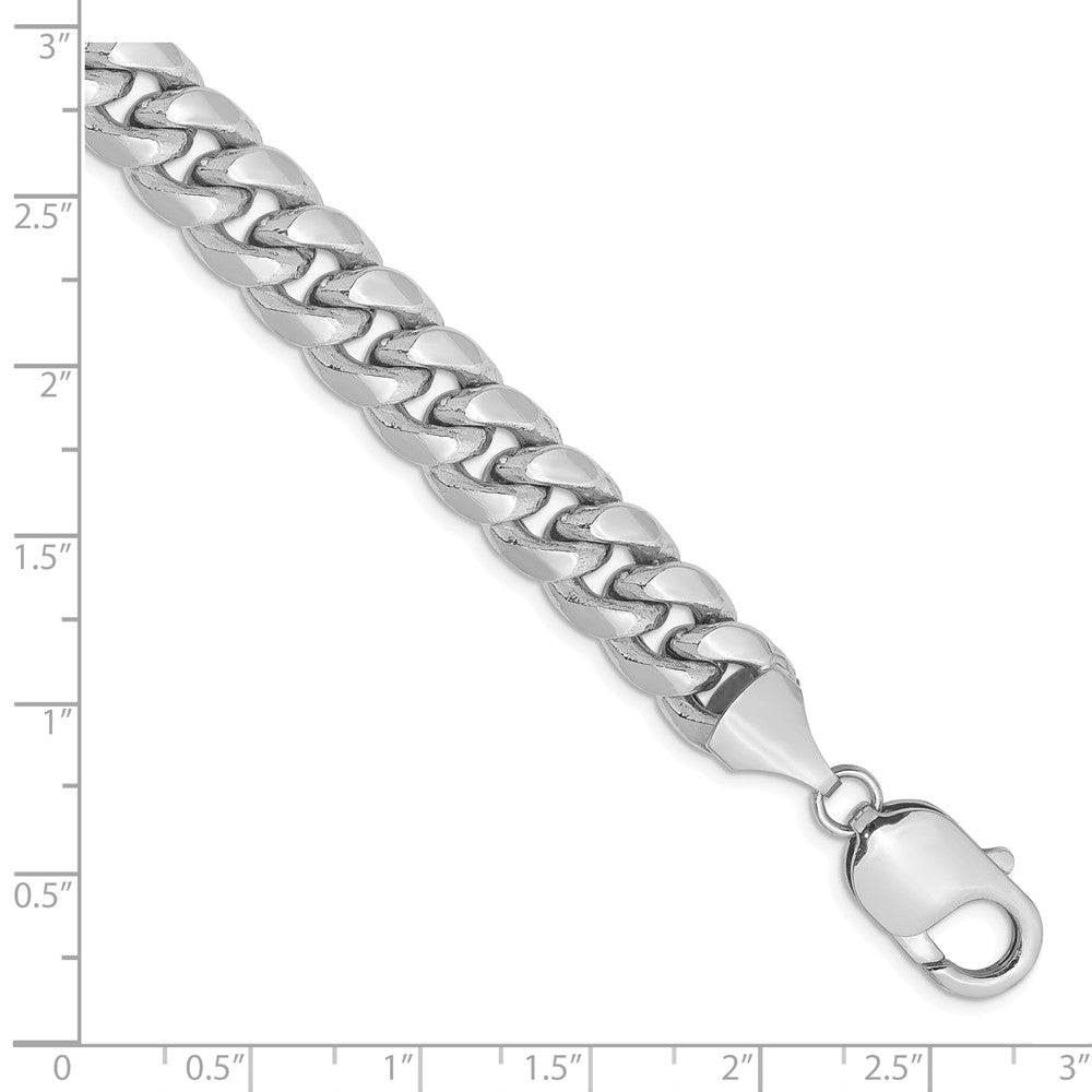14K White Gold 9.3mm Semi-Solid Miami Cuban 8 Inch Chain