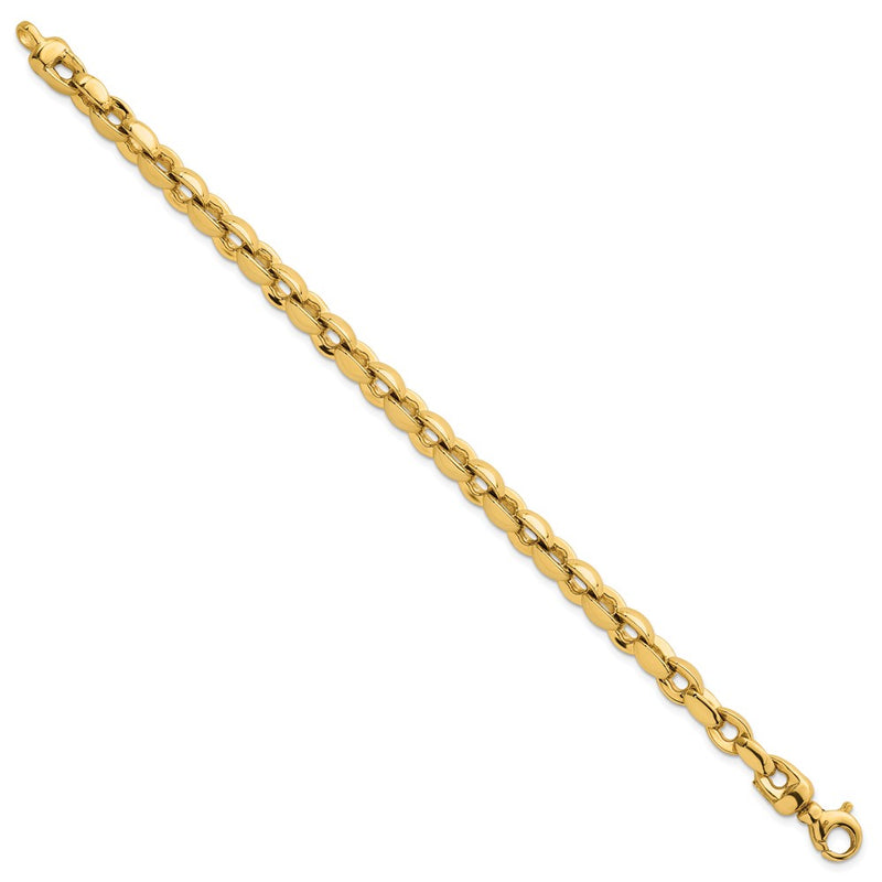 14K Yellow Gold Polished 6.75mm Round Fancy Link 7.5 Inch Bracelet