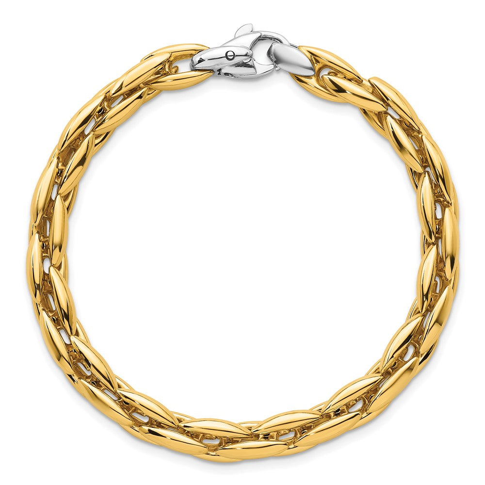 14K Two-Tone Gold Two-tone Polished 6.75mm Fancy Cable Link 7.25 Inch Bracelet