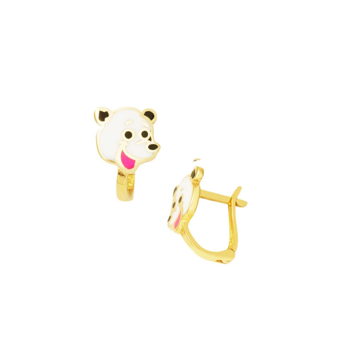 14K Yellow Gold Children's Enamel Earrings