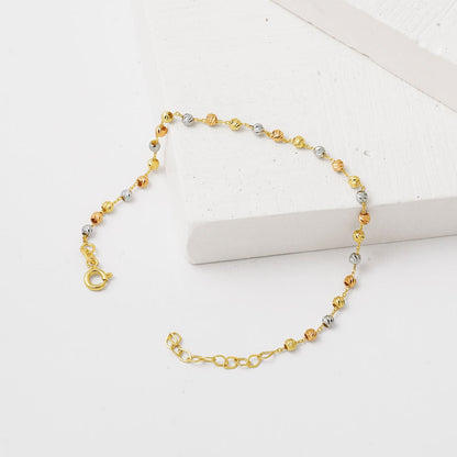 14K Yellow Gold Colored Gold Bead Bracelet