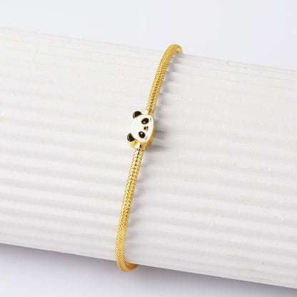14K Yellow Gold Italian Panda Enamel Children's Bangle