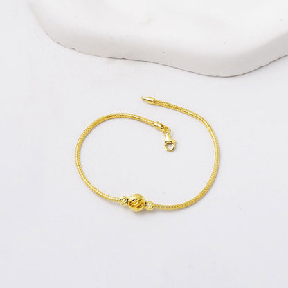 14K Yellow Gold Kazaziye Chain Gold Bead Bracelet
