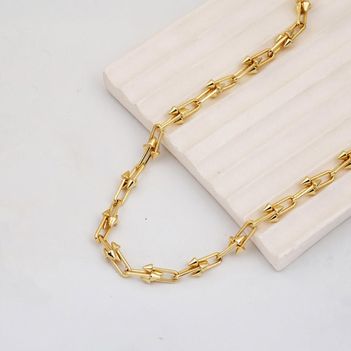 14K Yellow Gold Studded Designer Inspired Chain Necklace