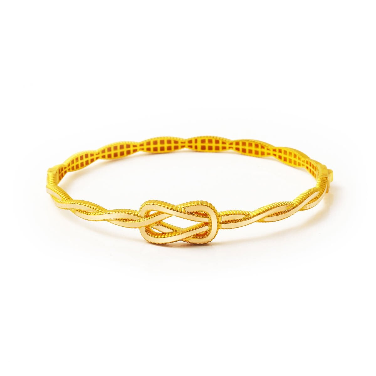 14K Yellow Gold Braided Knot Ajda Hinged Cuff Bracelet
