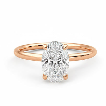 14K Rose Gold 1 Ct Oval Solitaire Moissanite Ring